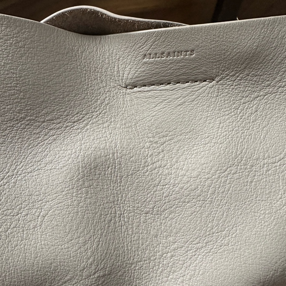 All Saints Soft Taupe Leather Shoulder Tote